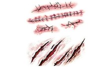 Halloween Zombie Scars Tattoos With Fake Scab Pack of 5