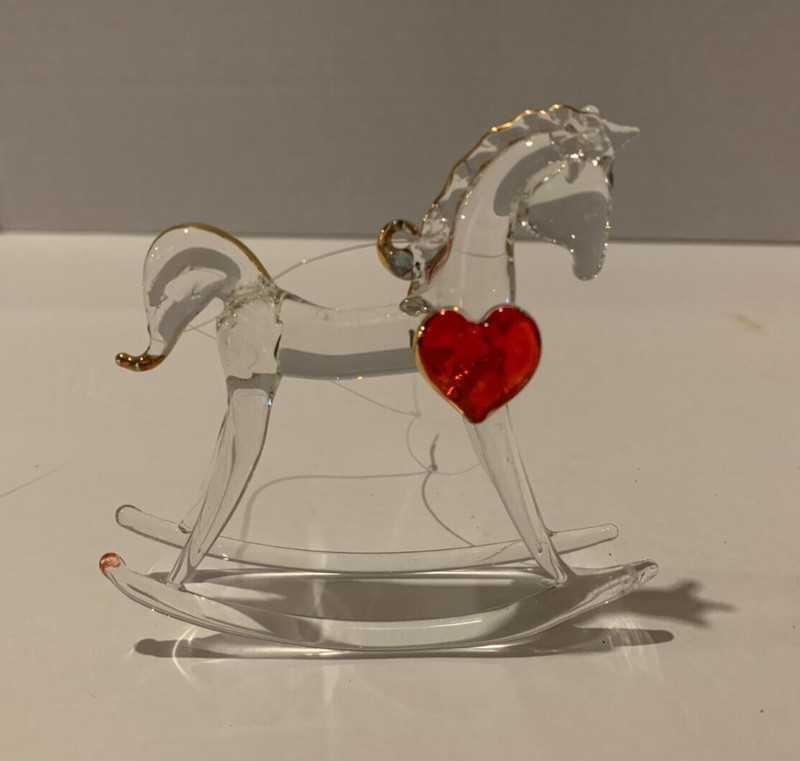 Vintage Rocking Horse Cut Glass Xmas Ornament by Nachtmann