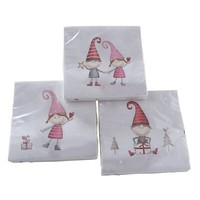 3 X 20 Servietten Weihnachten Weihnachtsservietten 'Wichtel Tommi' - 33 X 33 Cm
