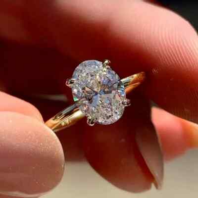2Ct Lab Created Diamond Solitaire Engagement Ring 14k Yellow Gold Plated SZ 5.75