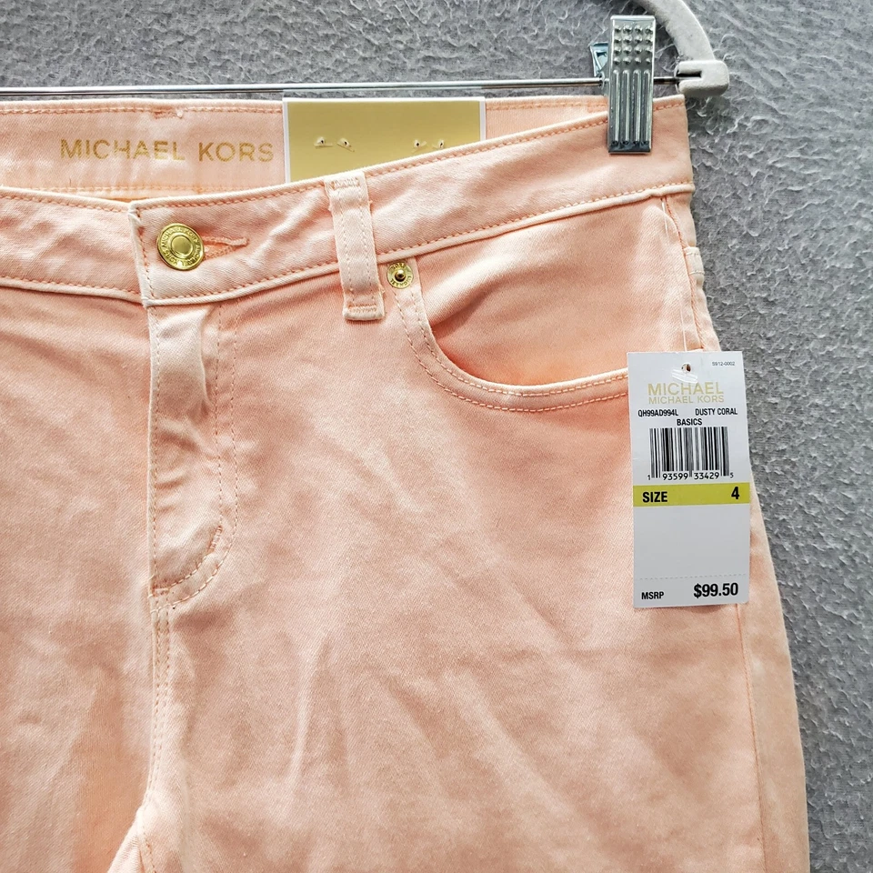 Pantalones Michael Kors Mujer 4 Coral Polvoriento Denim Ajustados Recortados 22" Entrepierna LEER Foto 2 de 4