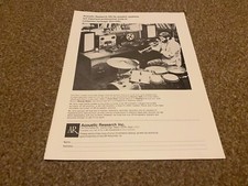 JBF67 ADVERT 11X8 ACOUSTIC RESEARCH AR-3 SPEAKER SYSTEMS