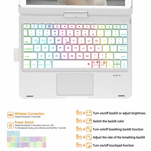 Touchpad Keyboard Case w/Rotate For iPad 7/8/9/10th Gen Air 10.9" 5 4 3 Pro 11" - Picture 42 of 50