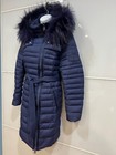 Miss Sun Very Warm Hooded Belted Puffer Blue Coat  Zip Down Pockets Size S-M — photo 8