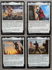 MTG Magic Set of 4 White Legendary Enchantment Background Commander Legends CLB