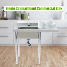 Commercial Stainless Steel Table with Sink Outdoor Sink Station with Drainboard