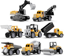 Alloy Mini Construction Vehicles,8Pcs Die-Cast Construction Toys Set,Excavato...