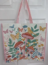 Mushrooms Butterflies Bird Large Reusable Shopping Bag TJ Maxx Eco-Friendly