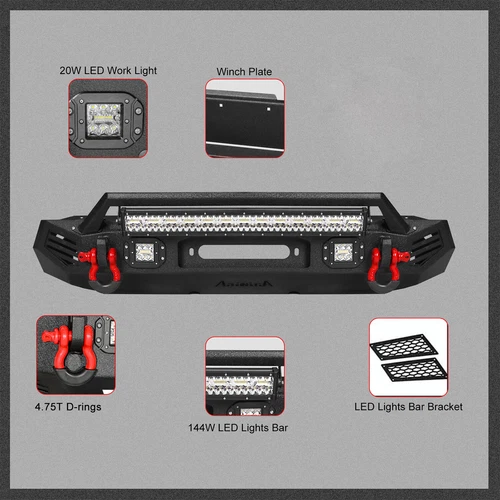 Protector de parachoques trasero delantero rechoncho para Toyota Tacoma 2024-2025 con luces LED y anillos D - Imagen 5 de 22