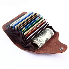 Men's Credit Card Holder Vintage Leather Business Card Case Buckle Card Holder