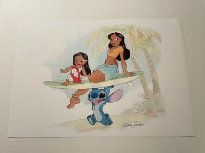 Chris Sanders Signed 13x19 Lilo and Stitch Beach Art Print SDCC 2024 JSA COA