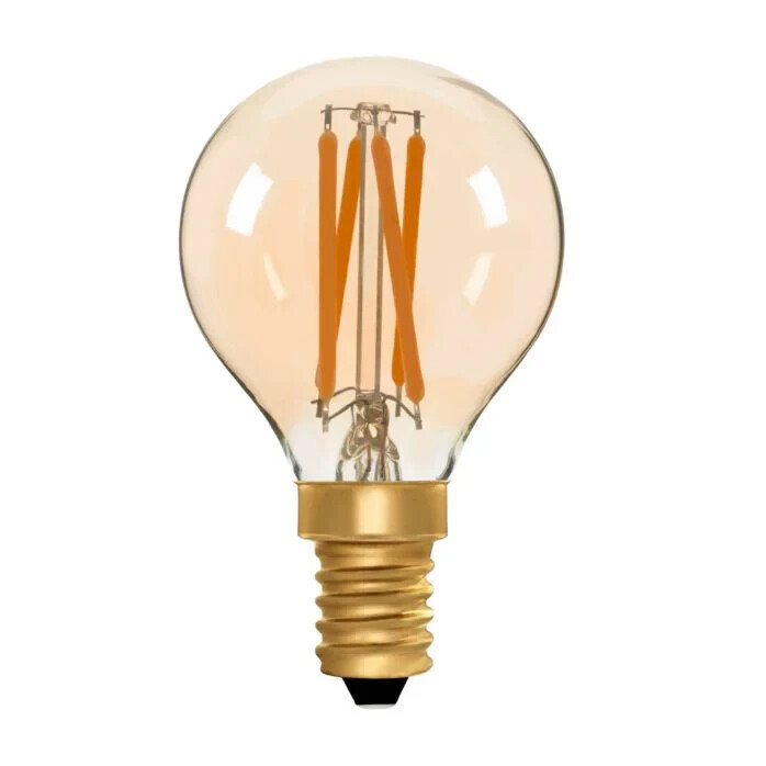 Zico LED Filament Lamp, E14, 4W, 2000K, G45 Golfball, Amber, Dimmable