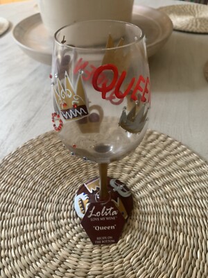 Lolita Queen 15 oz Collectable Hand Painted Wine Glass Bling