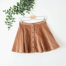 Brandy Melville Women's Button Front Skater Skirt One Size Brown Tan