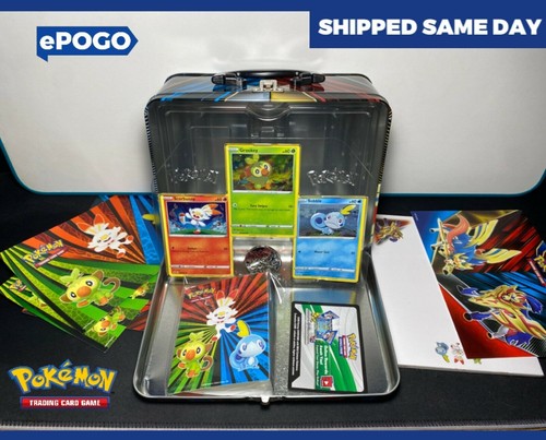 Pokemon TCG 2020 Spring Chest Lunchbox Tin Sobble Grookey Scorebunny Holo! ✅ - Zdjęcie 1 z 10