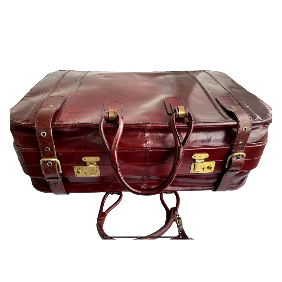 Vintage Echt Leder Reisetasche Braun weekender Koffer Leather Travel Bag - Bild 3 von 4