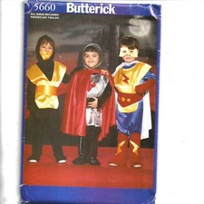 New Butterick Pattern 5660 3 Boys Superhero Costumes, Size XS-L, 1998, Uncut