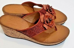 CLARKS Women's Sandals Mimmey Claire Raffia Floral Cork Wedge Shoes sz 8 Boho | eBay