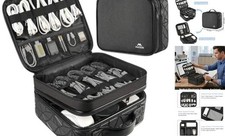 Cable Organizer Bag, Waterproof Travel Electronic Storage, Medium Black