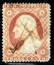 Sc #26 Pen Cancel 3 Cent Washington 1857-1861 Reduced 20% US 80F35