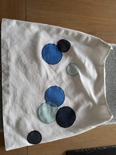 Vintage Moschino Cheap & Chic White Skirt with Blue Circle Appliqué UK 8