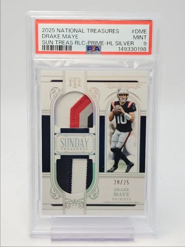 DRAKE MAYE 2025 NATIONAL TREASURES PATCH PRIME HOLO SILVER /25 PSA 9 Q1316