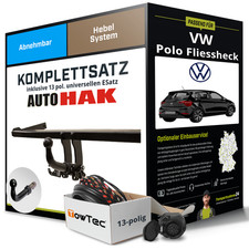 Anhängerkupplung abnehmbar für VW Polo Fliessheck +E-Satz EBA EC 94/20