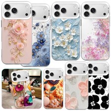 For iPhone 17e 16 Pro Max 15 14 13 Stunning Laser Cover Flower Design Phone Case