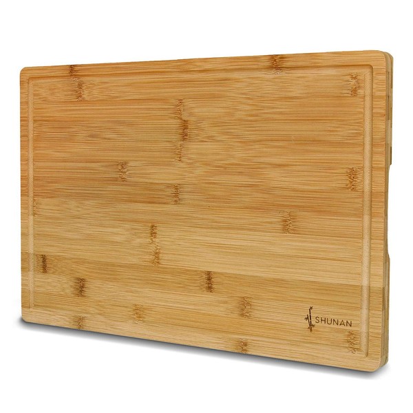 GroßEs Bambus Schneidebrett Xl KüChenbrett Schneidbrett Holzbrett 45X30X2,5 Cm-image