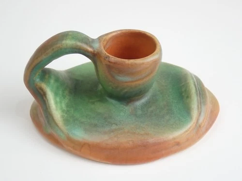 Antique Arts & Crafts Weller Pottery Matte Green Candleholder