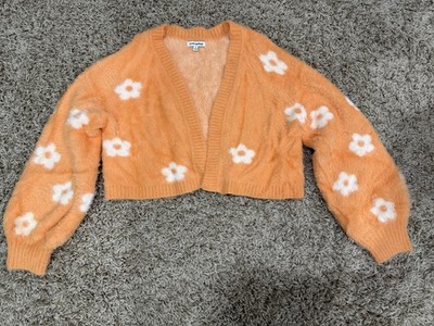 Pretty Garbage Floral, Fuzzy Cropped Cardigan Size Large