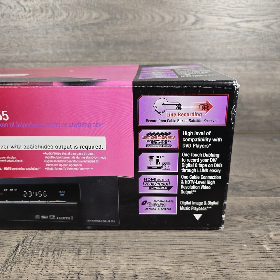 Sony RDR-GX355 DVD Recorder HDMI 1080i Upconversion Digital Video Output New - Image 3 of 4