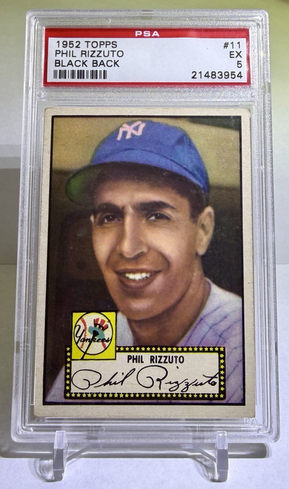 1952 Topps Phil Rizzuto #11 Black Back HOF CENTERED PSA 5 EX