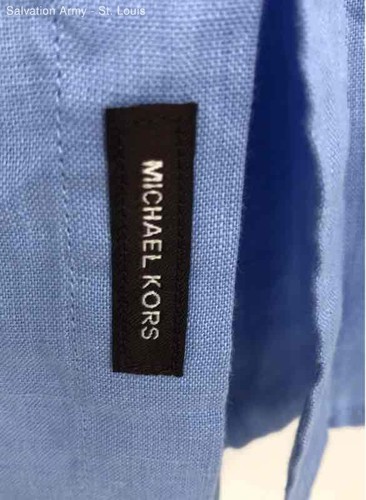 Michael Kors Mens Blue Tailored Fit Short Sleeve Collared Button-Up Shirt Size M - Picture 3 of 6