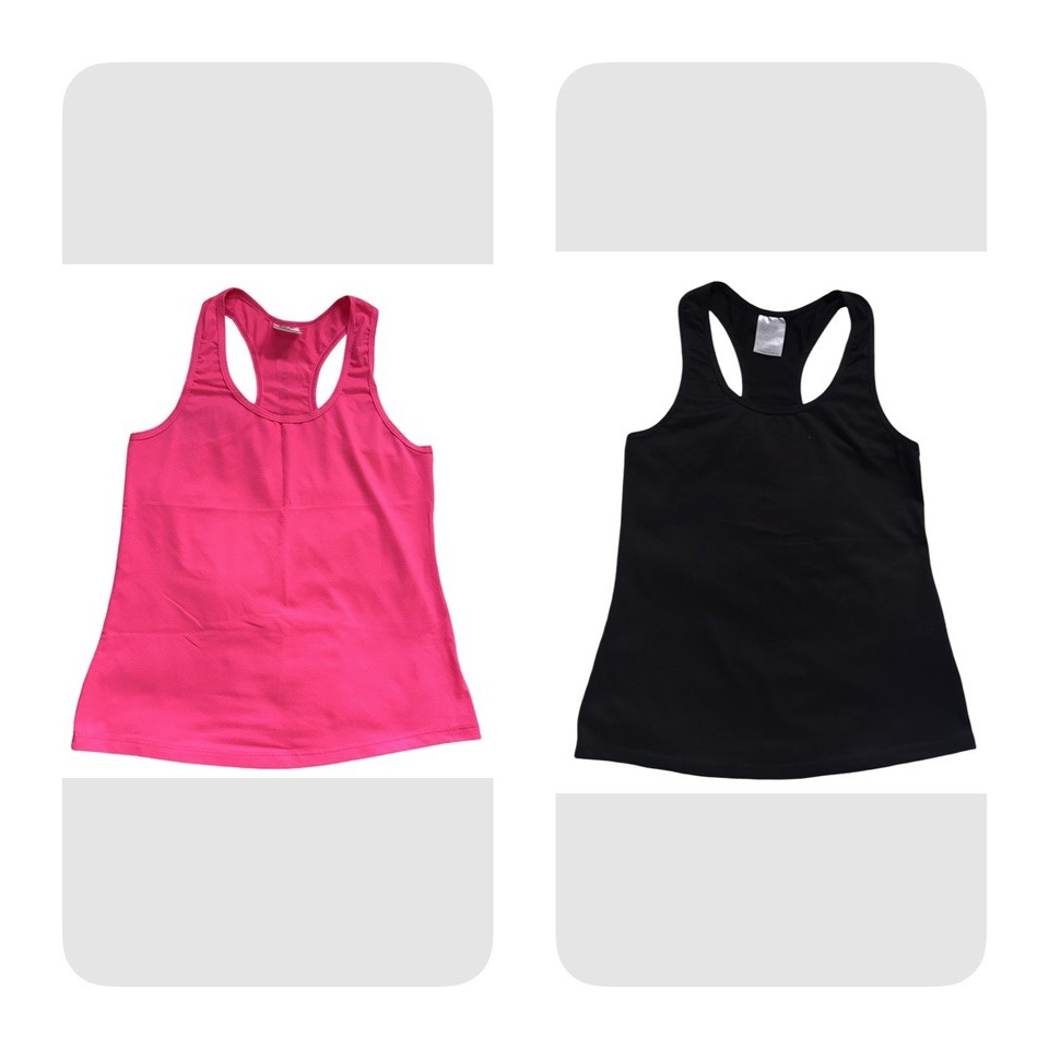 Set Of 2 Running Bare Racer Back Tops Size 8 black pink 
