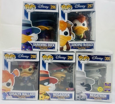 Funko Pop Disney Darkwing Duck COMPLETE Set #296-300+Negatron GITD & Negaduck Ex