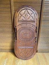 Table Basse Ancienne Guyane Bois Exotique Sculpté Pieds Pliables Vintage #E356