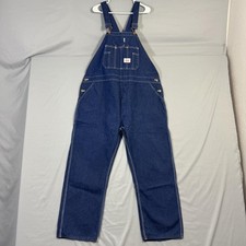 Round House Overalls Mens 44x30 Blue Denim Workwear Made USA Carpenter Pockets