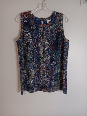 Cabi Sleeveless Stained Glass Keyhole Blouse Top Style 3093 Sz Medium