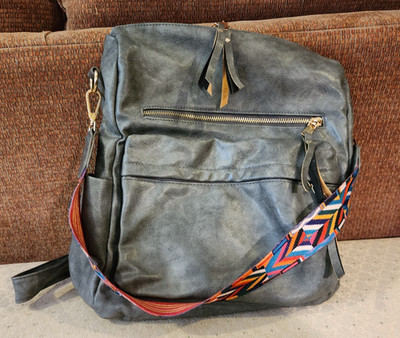 Modern+Chic (?)  Backpack for Women - Gray with Colorful Strap
