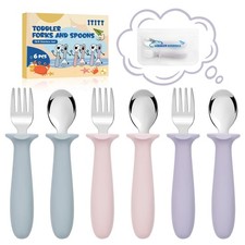 6 PCS Toddler Utensils Kids Silverware Set with Silicone Handle Children Food...