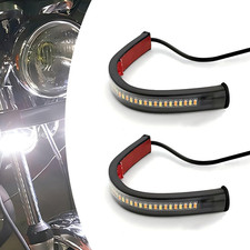 Motorcycle LED Turn Signal Lights 2PCS Dual Color Fork Blinkers Amber White