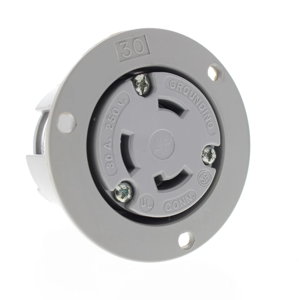 Arrow Hart Gray Twist Turn Locking Flanged Outlet Nema L6-30R 30A 250V 6346 - Image 3 of 4