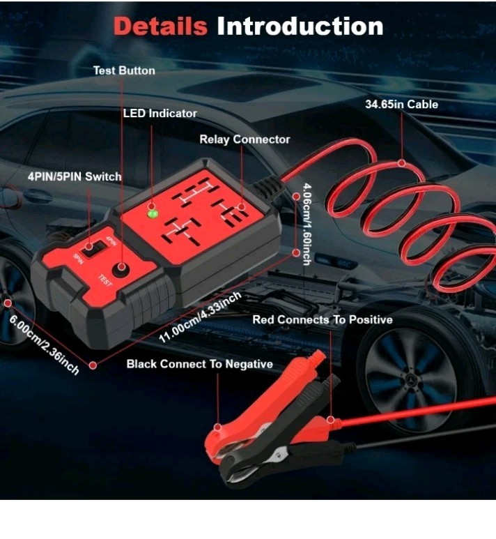 LED Indicator Light Car Battery Checker Electronic Test Car Relay ...