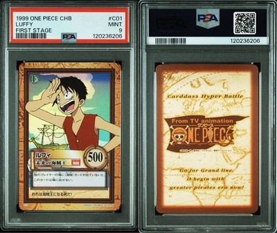PSA 9 One Piece 1999 Luffy Carddass Hyper Battle CHB C01 First