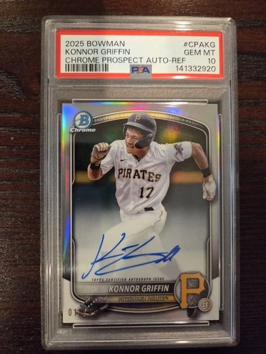 Konnor Griffin 2025 Bowman Chrome Refractor Auto /499 Prospect Rookie RC PSA 10