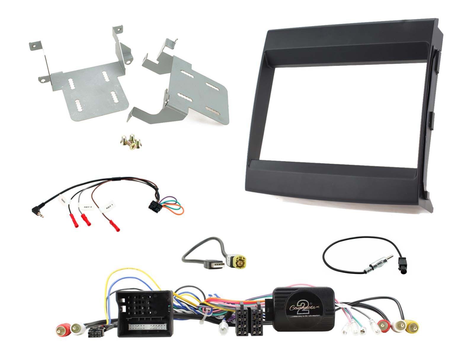 Kit de conversion 2-DIN Porsche Cayenne pour remplacer l'autoradio d'origine noir