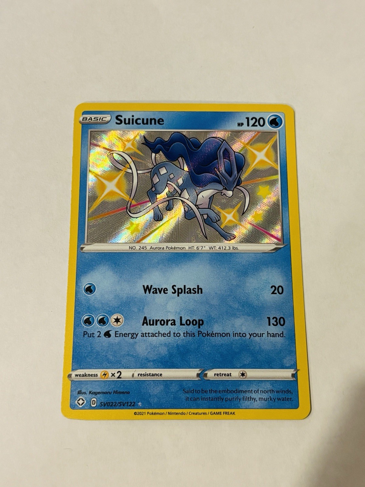 Suicune SV022/SV122 Pokemon Sword & Shield Shining Fates Shiny Vault (NEAR MINT)