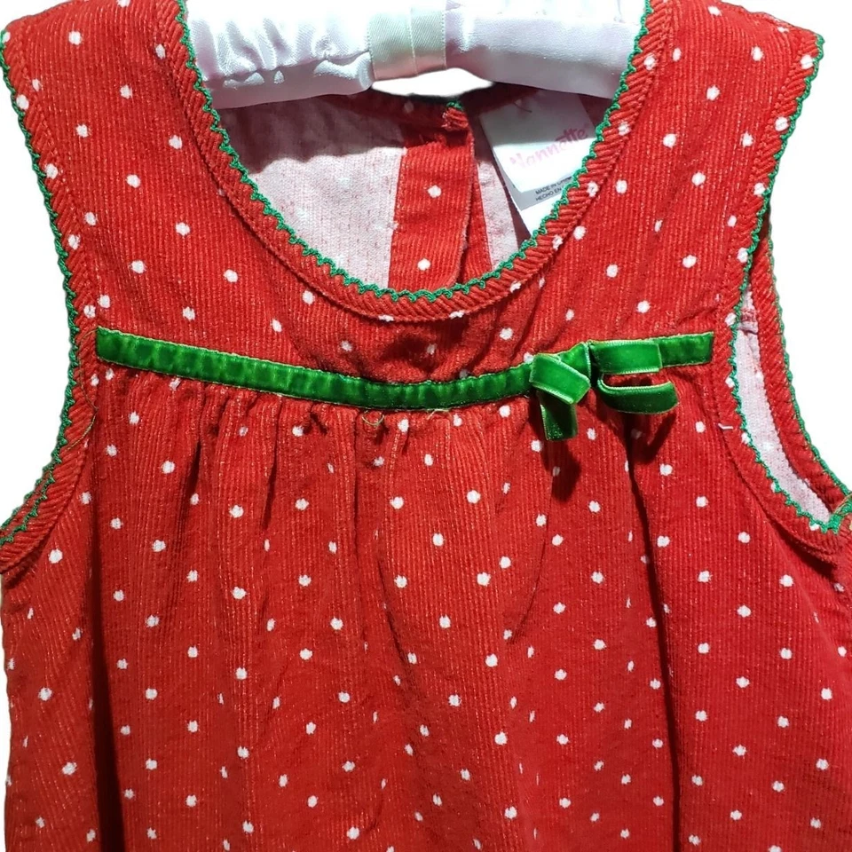 Nannette Kids Girl's Dress Size 6 Red Christmas Snowman Jumper Corduroy Vintage - Image 2 of 4
