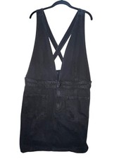 Forever 21+ Womens Black Denim Overall Dress Size 3X With Cross Back Straps
